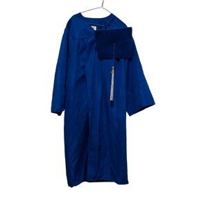 Jostens Blue‎ Graduation Gown & Cap Set Size 507"-509" 100% Polyester